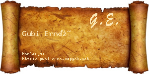 Gubi Ernő névjegykártya